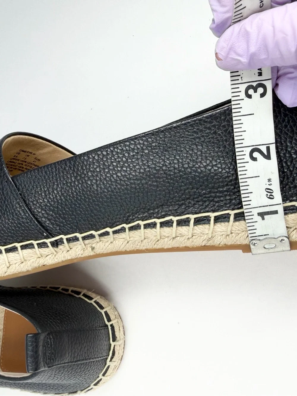 Lauren Ralph Lauren Women's Cameryn Espadrilles Black Tumbled Leather Size 9.5